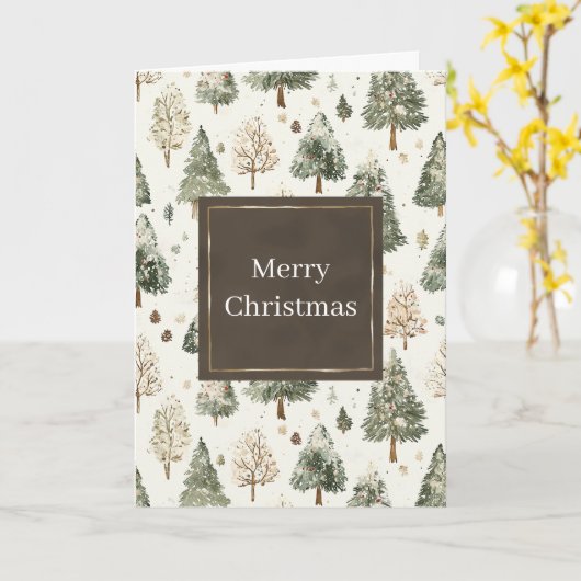 Green Pine Cones Christmas Kaart (Gele Bloem)