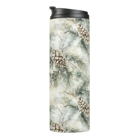 Green Pine Cones Christmas Thermosbeker (Geroteerd rechts)