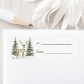 Green Pine Cones Deer Christmas Etiket (Insitu)