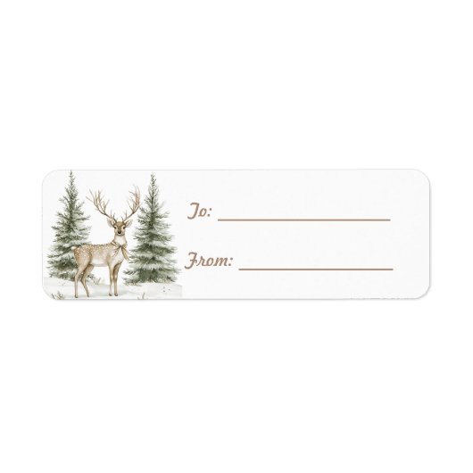 Green Pine Cones Deer Christmas Etiket (Voorkant)