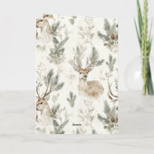 Green Pine Cones Deer Christmas Kaart (Achterkant)