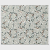 Green Pine Cones Wreath Christmas Cadeaupapier (Vlak)