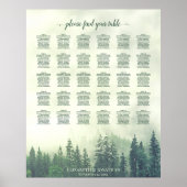 Green Pine Forest 30 Table Wedding Seating Chart Poster (Voorkant)