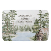 Green Pine Forest Family Lake House Cabin Badmat (Voorkant)