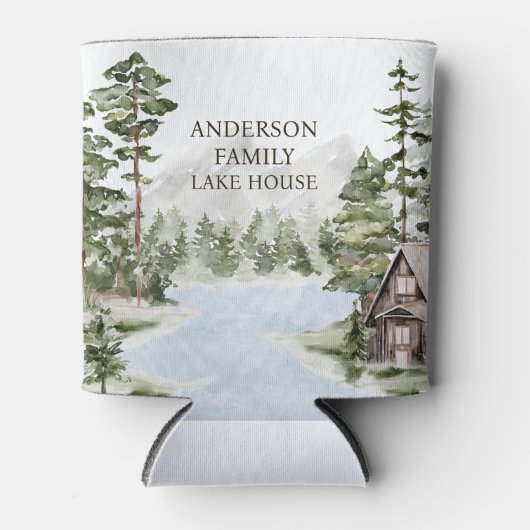 Green Pine Forest Family Lake House Cabin Blikjeskoeler (Voorkant)