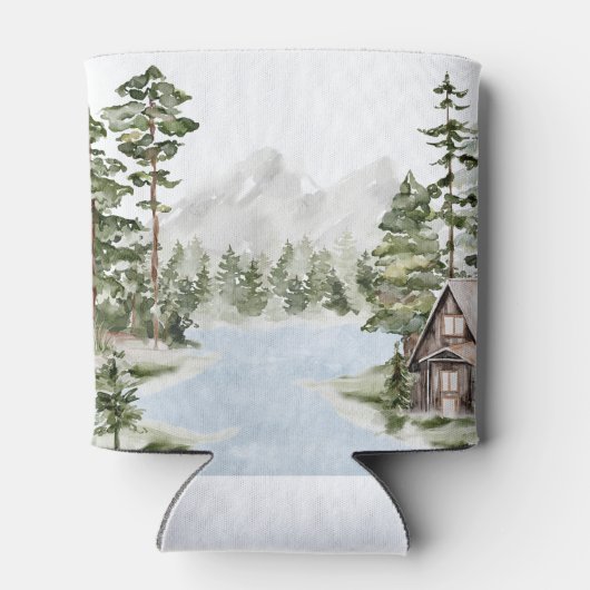 Green Pine Forest Family Lake House Cabin Blikjeskoeler (Achterkant)