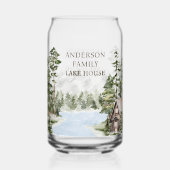 Green Pine Forest Family Lake House Cabin Blikvorm Glas (Achterkant)