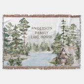 Green Pine Forest Family Lake House Cabin Deken (Voorkant)