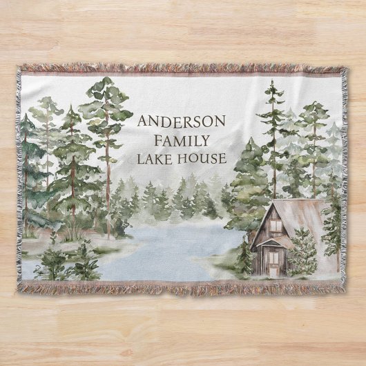 Green Pine Forest Family Lake House Cabin Deken