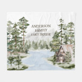 Green Pine Forest Family Lake House Cabin Fleece Deken (Voorkant (Horizontaal))