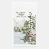 Green Pine Forest Family Lake House Cabin Servet (Voorkant)