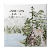 Green Pine Forest Family Lake House Cabin Tegeltje (Voorkant)