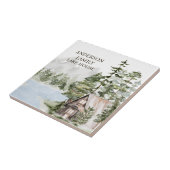 Green Pine Forest Family Lake House Cabin Tegeltje (Zijkant)