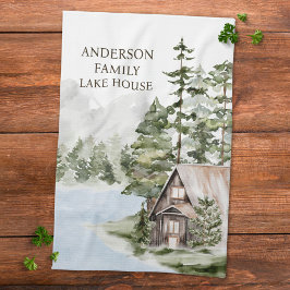 Green Pine Forest Family Lake House Cabin Theedoek