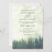 Green Pine Forest Rustic Budget QR Code Wedding Kaart (Voorkant)