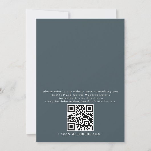 Green Pine Forest Rustic Budget QR Code Wedding Kaart (Achterkant)