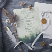 Green Pine Forest Rustic Budget QR Code Wedding Kaart