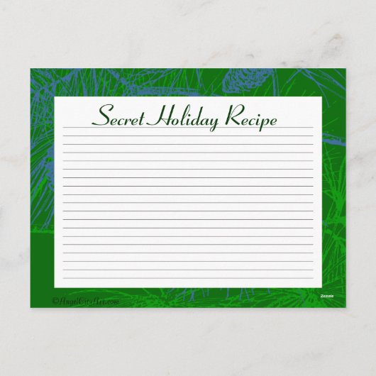 Green Pine Holiday aangepaste recept Kaart (Achterkant)