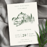 Green Pine Mountain Sketch bewaar de Date Kaart<br><div class="desc">Neem contact met mij op via yellowfebstudio@gmail.com voor meer aanpassingen of andere overeenkomende objecten.</div>