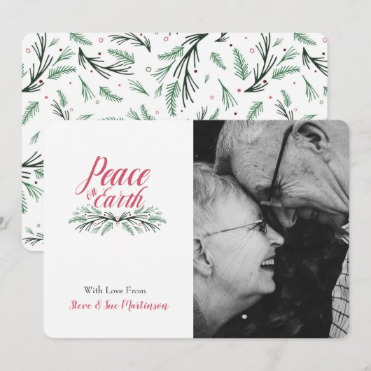 Green Pine Peace op aarde Kerstmis Kaart (Voorkant / Achterkant)