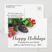 Green Pine Red Prettige feestdagen Corporate Greet Briefkaart (Voorkant / Achterkant)