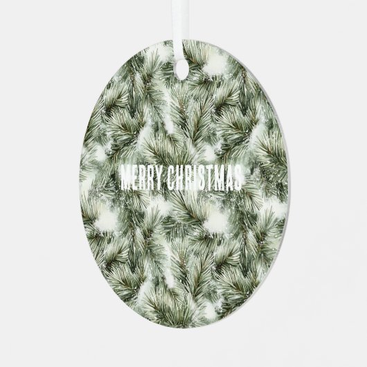 Green Pine Tree Christmas Metalen Ornament (Voorkant links)