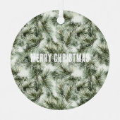Green Pine Tree Christmas Metalen Ornament (Voorkant)