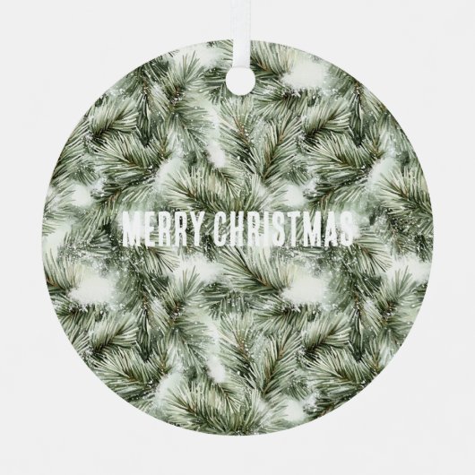Green Pine Tree Christmas Metalen Ornament (Voorkant)