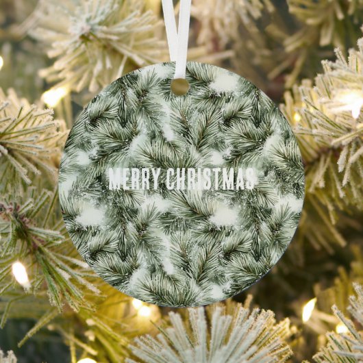 Green Pine Tree Christmas Metalen Ornament (Insitu)
