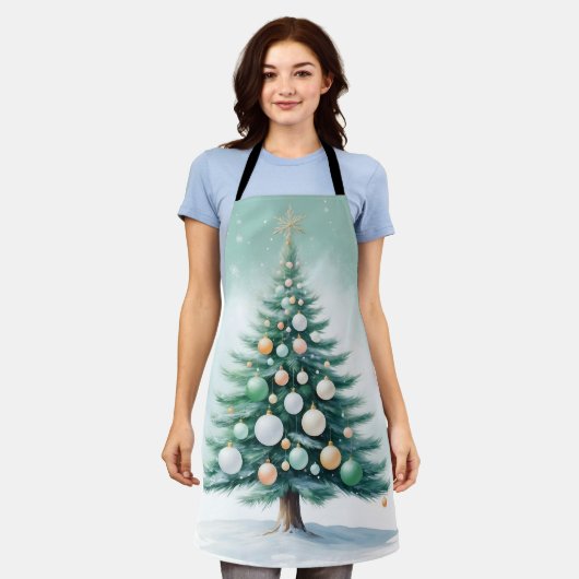 Green Pine Tree | Silver Green Orange Globes Schort (Gedragen)