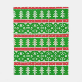 Green Pine Tree Sweater Knit Blanket Fleece Deken