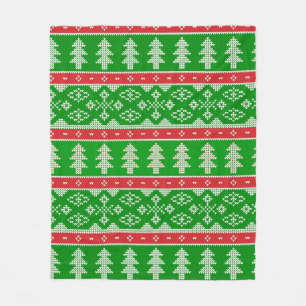 Green Pine Tree Sweater Knit Blanket Fleece Deken