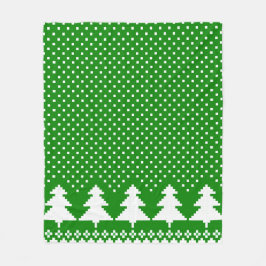 Green Pine Tree Sweater Knit Blanket Fleece Deken