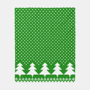 Green Pine Tree Sweater Knit Blanket Fleece Deken