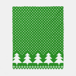 Green Pine Tree Sweater Knit Blanket Fleece Deken