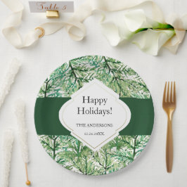 Green Pine Tree Waterverf Art Papieren Bordje