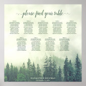 Green Pine Trees 9 Table Wedding Seating Chart Poster (Voorkant)