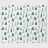 Green Pine Trees kerstcadeautjes Verpakkingspapier Cadeaupapier (Vlak)