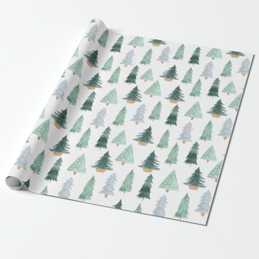 Green Pine Trees kerstcadeautjes Verpakkingspapier Cadeaupapier (Uitgerold)
