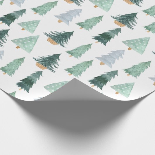 Green Pine Trees kerstcadeautjes Verpakkingspapier Cadeaupapier (Hoek)