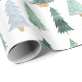 Green Pine Trees kerstcadeautjes Verpakkingspapier Cadeaupapier (Rol Hoek)