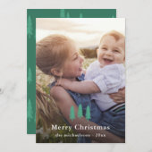 Green Pine Trees Kerstmis Foto Holiday Feestdagenkaart (Voorkant / Achterkant)