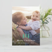 Green Pine Trees Kerstmis Foto Holiday Feestdagenkaart (Staand voorkant)