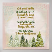 Green Pine Trees Serenity Prayer Poster (Voorkant)