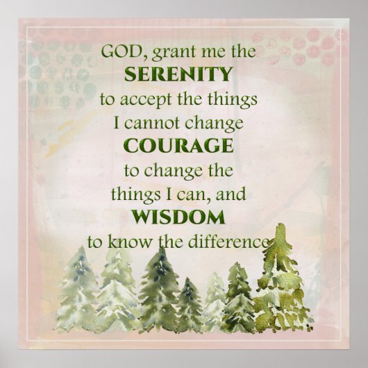 Green Pine Trees Serenity Prayer Poster (Voorkant)