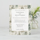 Green Pine Trees Wedding Kaart (Staand voorkant)