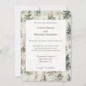 Green Pine Trees Wedding Kaart (Voorkant)