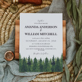 Green Pine Trees Wedding Kaart