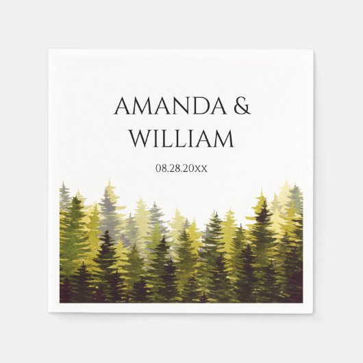 Green Pine Trees Wedding Servet (Voorkant)