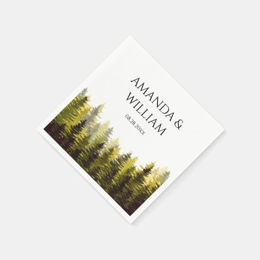 Green Pine Trees Wedding Servet (Hoek)